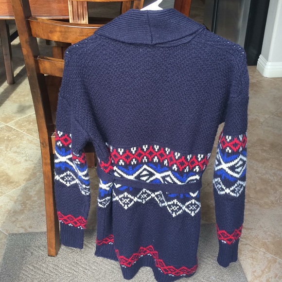 Vintage Style Navy & Red Retro Boyfriend Cardigan - Picture 5 of 6